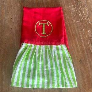 Holiday Hand Towel Embroidered with a T